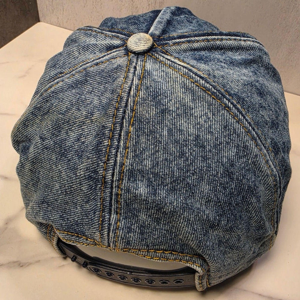 Vintage Great Smoky Mountains Acid Wash Denim Snapback Hat Blue Trucker‎ Cap - Picture 5 of 8
